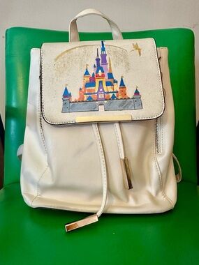 Disney Castle-Print Faux Leather Backpack